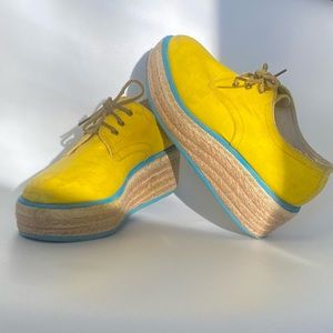 John Fluevog Martin Platform Espadrilles in Yellow
